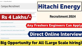 Hitachi Energy recruitment 2024  CTC 4Lakhs  Diploma Engineer Trainee  Latest Mnc Jobs  Jobs [upl. by Norvin]