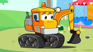 Bagger und der kleine Traktor treffen sich mit den Freunden  Vroom Vroom  Cartoons für Kinder [upl. by Korb]