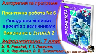 Практична робота № 6 Складання лінійних проектів з величинами Scratch 2  7 клас  Ривкінд [upl. by Aleahc718]