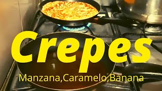 Como Hacer Panqueques Crepe De Manzana y Banana Caramelizado Y Casero [upl. by Olonam]