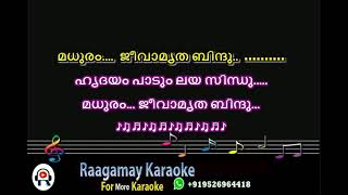 മധുരം ജീവാമൃത ബിന്ദു KARAOKE Madhuram jeevamrutha bindu karaoke with lyrics MALAYALAM  KARAOKE [upl. by Derfniw946]