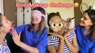 Pallak ne kiya Blind Makeup Challenge 🤣 Joker bana diya 🤡 [upl. by Wershba357]