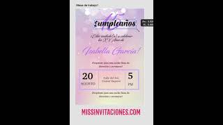 invitaciones de 15 años para editar MissInvitaciones [upl. by Nosmirc976]