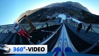 360°Video Sprung von der Olympiaschanze in GarmischPartenkirchen  Sportschau [upl. by Jennie]