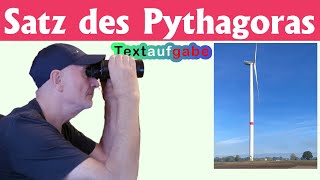 Satz des Pythagoras  Textaufgaben – Windrad [upl. by Wootten]