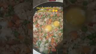 Fried rice with carrotsgreen peas eggs yummy😋😋😋 food cooking [upl. by Anemaj]