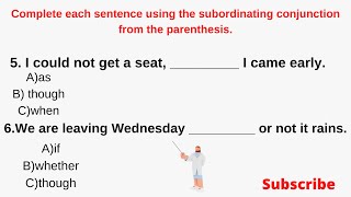 Subordinating Conjunctions Grammar quiz [upl. by Rhett]