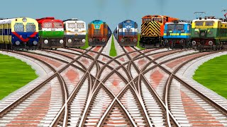 8️⃣ Indian Express train Crossing At Bumpy Forked Railroad Tracks  fumikiri 3d railroad crossing [upl. by Stearn]