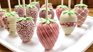 Cake pops with strawberries inside🍓Simple easy Cake pop Recipe [upl. by Vey]