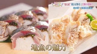 あちこちグルメ 食事処「入道」焼さば寿司i・甘鯛のから揚げ・ヒレステーキ [upl. by Riada]