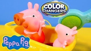 Peppa Pig Color Changers Muddy Puddles Bathtime Peppa Fisher Price Toys Review Nick Jr [upl. by Merfe]