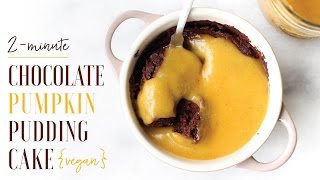 Flourless Chocolate Pudding Cake with Pumpkin Spice Custard  HCLF vegan [upl. by Irac553]