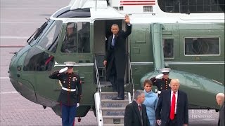 Barack And Michelle Obama Leave The US Capitol After Trumps Inauguration  Insider Business [upl. by Alios287]