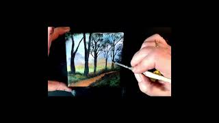 Landschaft mit einem Weg amp Bäumen malen lernen Acrylmalen Zeitraffer landscape painting timelapse [upl. by Osman]