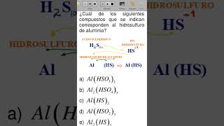 química quimicaperfecta ¿Cuál de los siguientes compuestos corresponde al hidrosulfuro de aluminio [upl. by Iddo575]