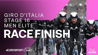 WEATHER CHALLENGED VICTORY ⛈️  Giro DItalia Stage 16 Race Finish  Eurosport Cycling [upl. by Aksehcnarf]