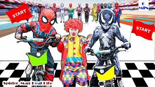 What If 5 Spider man amp BAD GUYS in 1 HOUSEKID SPIDER MAN and Venom chase Bicycle thief [upl. by Hardan663]