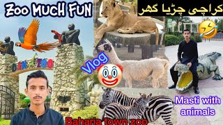 Visit to DAN Zoo Baharia Town Karachi 😱Part 1  lionTigerBird etc  Rameez Bhai Vlohg [upl. by Namron]