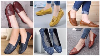 Los mejores zapatos mocasines de mujer hermosos y de tendencia Zapatos planos de invierno diseños [upl. by Ramar]