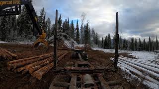 Loading and Hauling a Load of Long Logs in the Bush [upl. by Einahteb568]