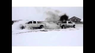 Ford f350 vs Dodge 3500 tug of war in snow [upl. by Enitsirc]