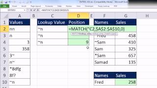 Excel Magic Trick 931 VLOOKUP amp MATCH Lookup Values With Special Characters Such As [upl. by Schug]