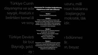 Anayasanın ilk 4 maddesi deyiştirelemez değiştirmesi bile teklif edilemez net [upl. by Bill461]