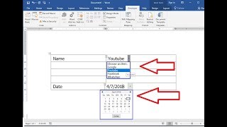 MS Word How to Create Drop Down List of Date Calendar amp Name [upl. by Gunar]