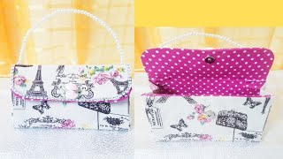 CARTERA DE MANO facil sin costura con reciclaje Purse with Milk Box [upl. by Izzy898]