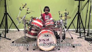 ACDC  Shoot to Thrill 6 Year old Drummer Jonah Rocks [upl. by Amoeji]