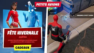 RAMASSER DES PETITS AVIONS À CONDO CANYON GREASY GROVE OU SLEEPY SOUND  QUÊTE HIVERNALE FORTNITE [upl. by Goodwin]