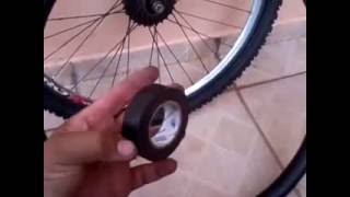 como fazer remendo pneu de bicicleta com fita isolante [upl. by Marieann]