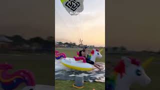 Skydiver lands directly onto an inflatable unicorn [upl. by Bilicki907]