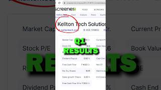 Kellton Tech Share Q1 Results  kellton tech share latest news  kellton tech share update stock [upl. by Miru]