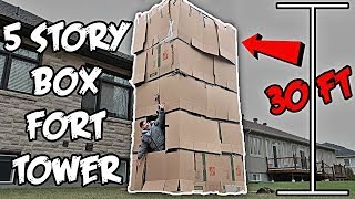 5 STORY BOX FORT MANSION CHALLENGE 30 FT HIGH [upl. by Cleavland439]