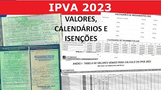 IPVA 2023  VALORES CALENDÁRIO DE PAGAMENTOS E ISENÇÕES [upl. by Ancell]