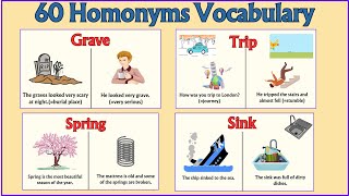 Lesson 67 Homonyms Same words  Different Meanings  List of 60 Homonyms Examples homonyms [upl. by Cirri]