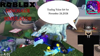 Roblox Dinosaur Simulator  Value list [upl. by Minabe723]