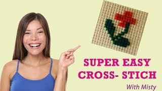 Cross Stitch flowerSpecially for beginnersEASY [upl. by Adoree108]