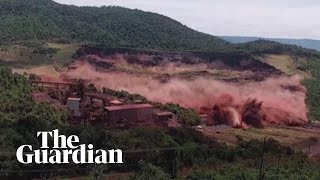 Terrifying moment of Brazil dam collapse caught on camera [upl. by Akenot]