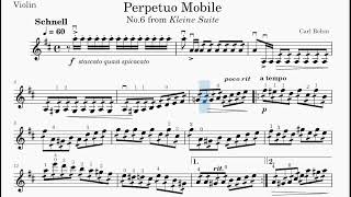 Bohm Perpetuo Mobile 60 BPM Slow Practice Violin and Piano Accompaniment Sheet Music Play along [upl. by O'Neill]