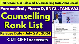 ❤️‍🔥Rank List amp Counselling Schedule Date Released  TN Paramedical Rank List 2024  Tanuvas 2024 [upl. by Aliel]