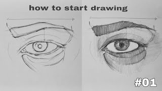 How to Start Drawing step by step  eye drawing tutorial aartoosh sketching [upl. by Natie]