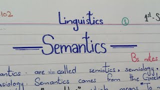 Semantics Definition Linguistics ENG102 Hand written notes Bs English 1st Semester PU [upl. by Mallissa]