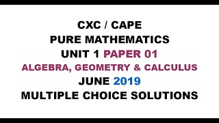 PUREMATHS4  2019 UNIT 1 PAPER 01  CAPE PURE MATHEMATICS [upl. by Adena]