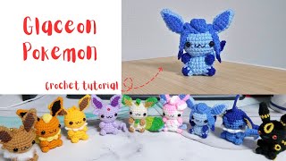 Glaceon Pokemon crochet keychain tutorialPart2 amigurumikeychain crochet [upl. by Giza]