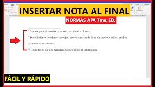 Cómo insertar NOTA AL FINAL de un TRABAJO según NORMAS APA 7ma SÉPTIMA EDICIÓN [upl. by Cairns499]