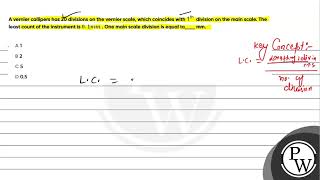 A vernier callipers has 20 divisions on the vernier scale which coincides with 1th divisi [upl. by Wendi]