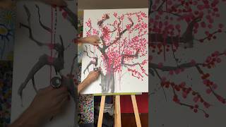 C’est validé par la maman ✅ 🌸 shortsart dessin peinture cerisier japon [upl. by Jahdiel]