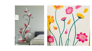 Flower Wall painting designs ideas for bedroom and living room kids bedroom wall painting designs [upl. by Alwitt]